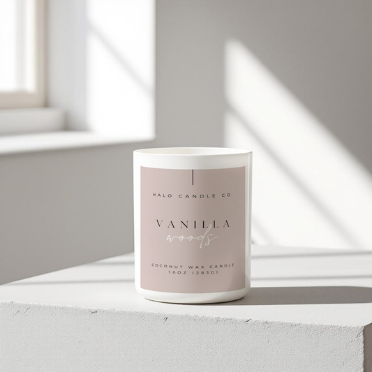 Vanilla Woods Candle – 10 oz | Coconut Wax, Hand-Poured, Cozy Luxe Scent