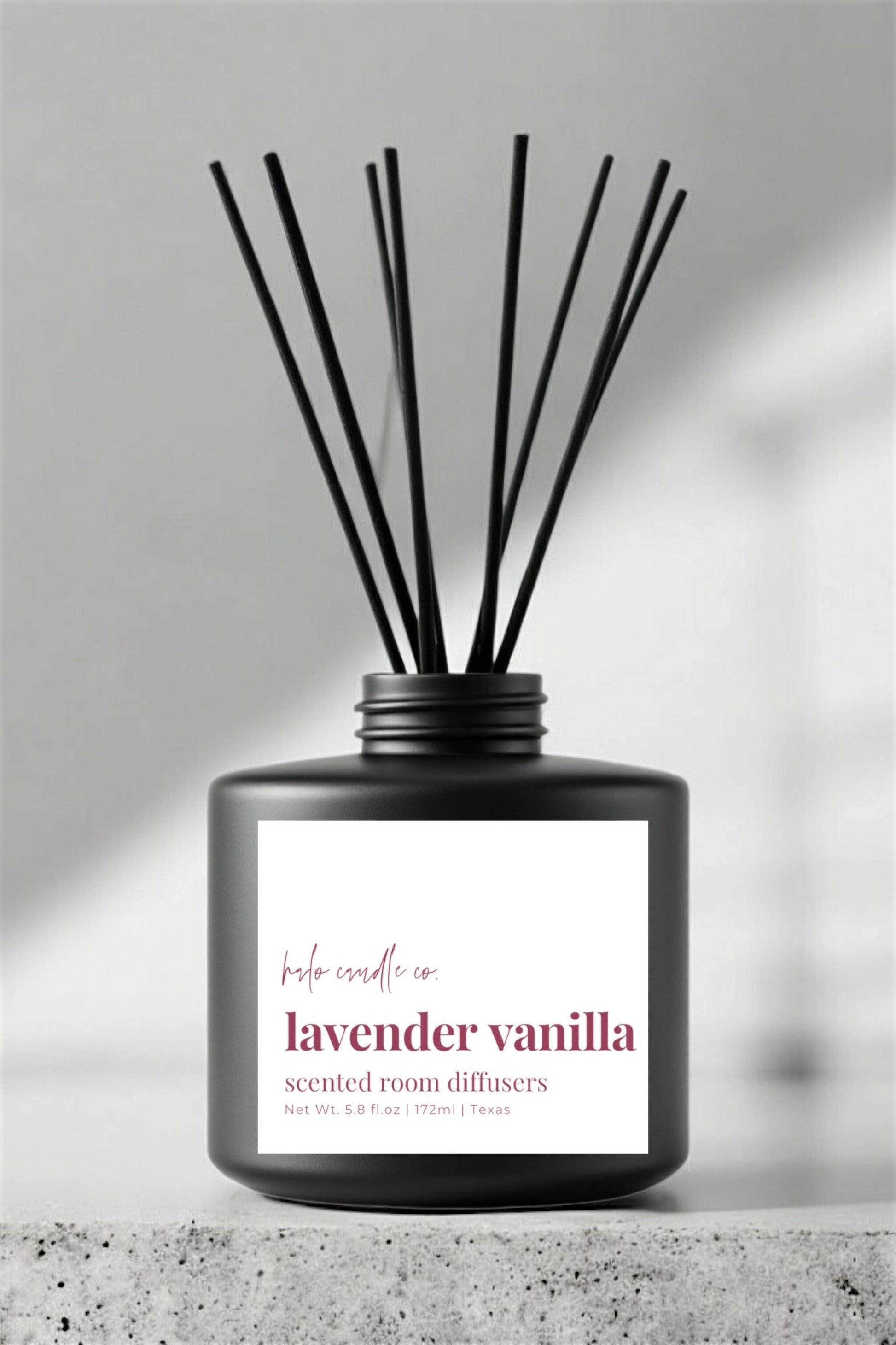 Matte Black | Reed Diffusers Coconut Wax Candle by Halo Candle Co..