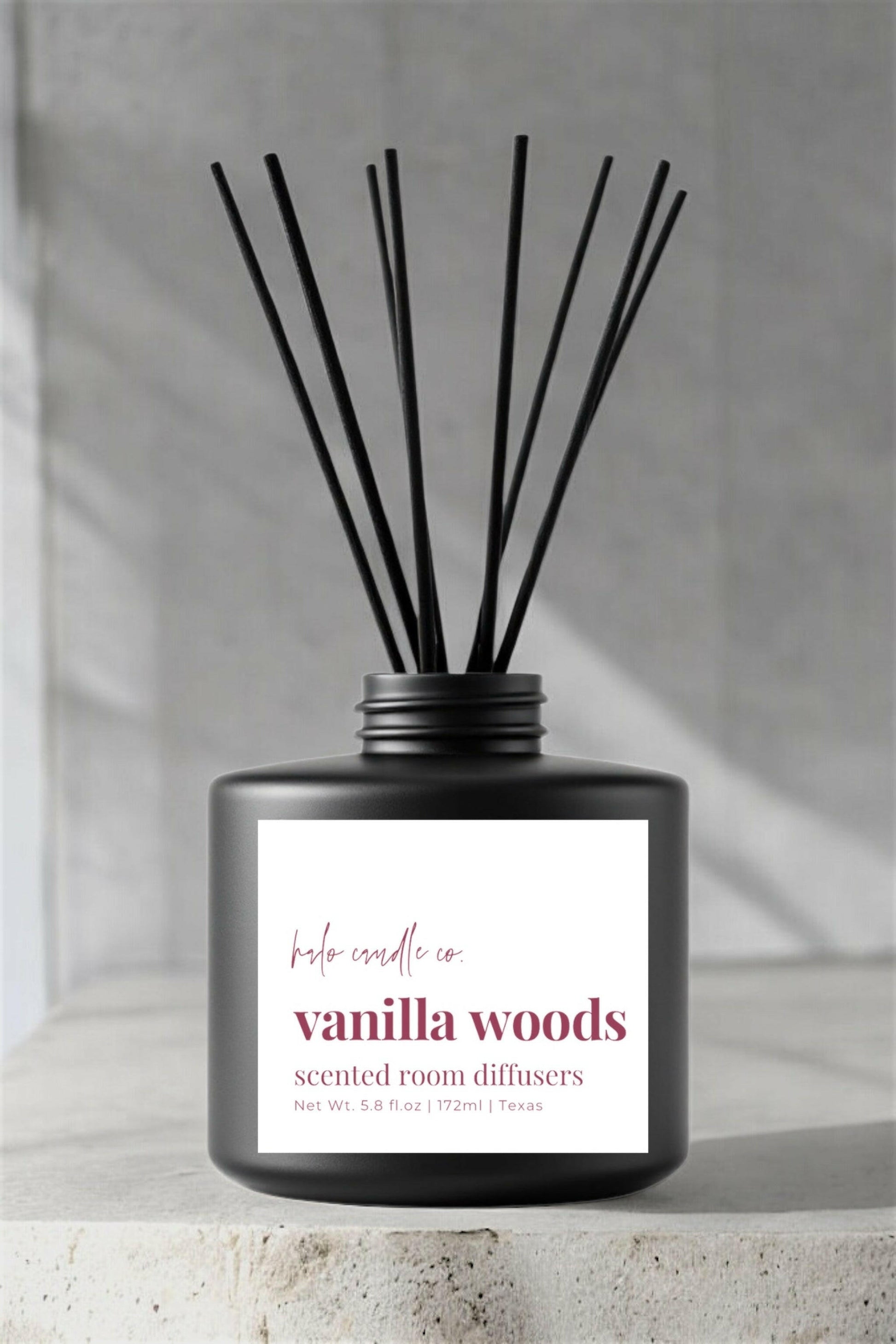 Matte Black | Reed Diffusers Coconut Wax Candle by Halo Candle Co..