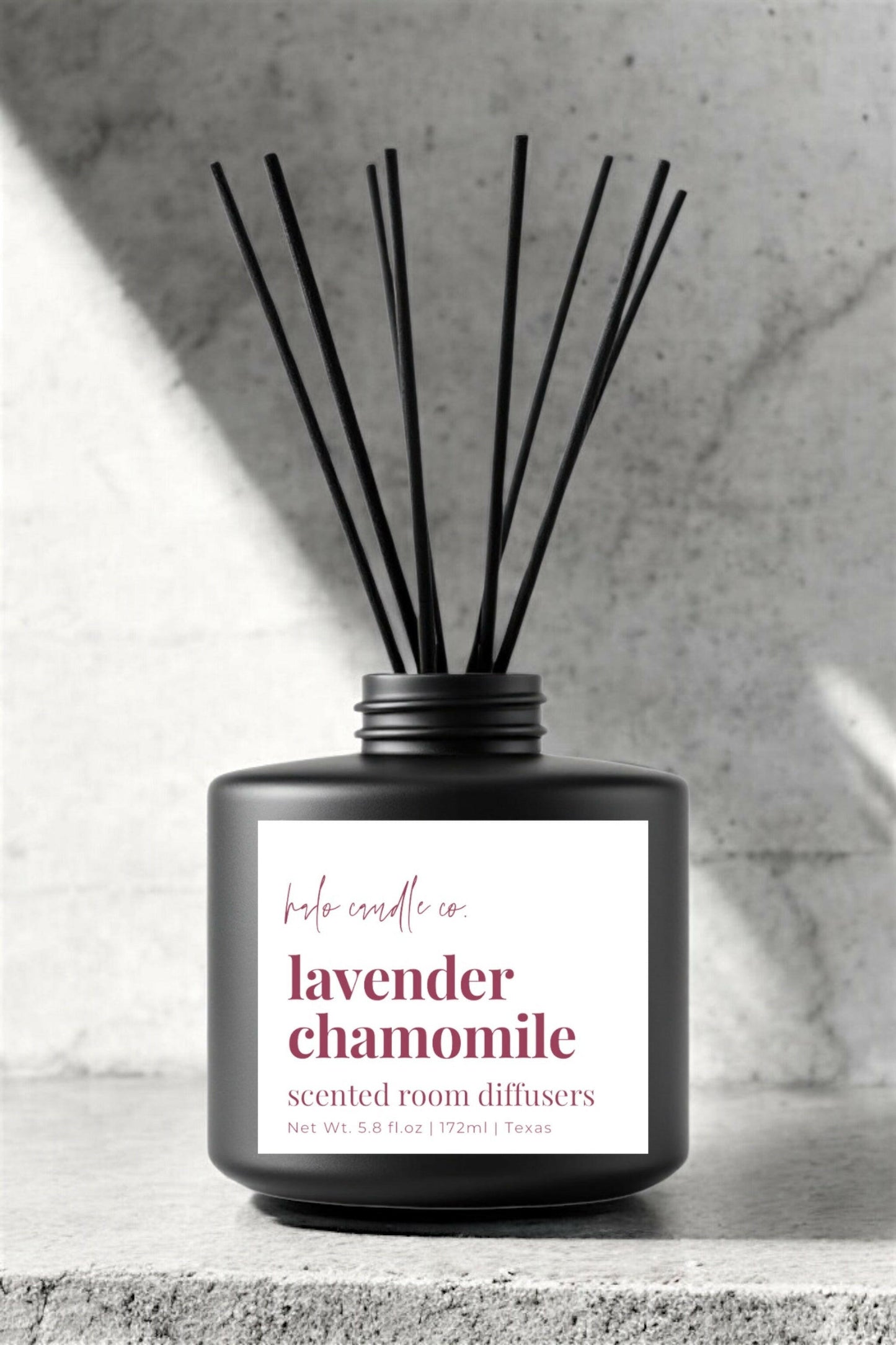 Matte Black | Reed Diffusers Coconut Wax Candle by Halo Candle Co..