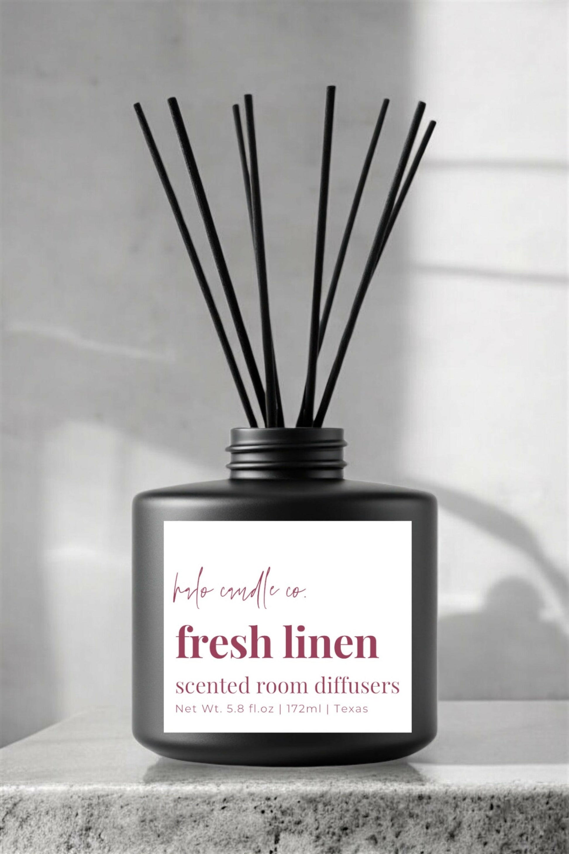 Matte Black | Reed Diffusers Coconut Wax Candle by Halo Candle Co..