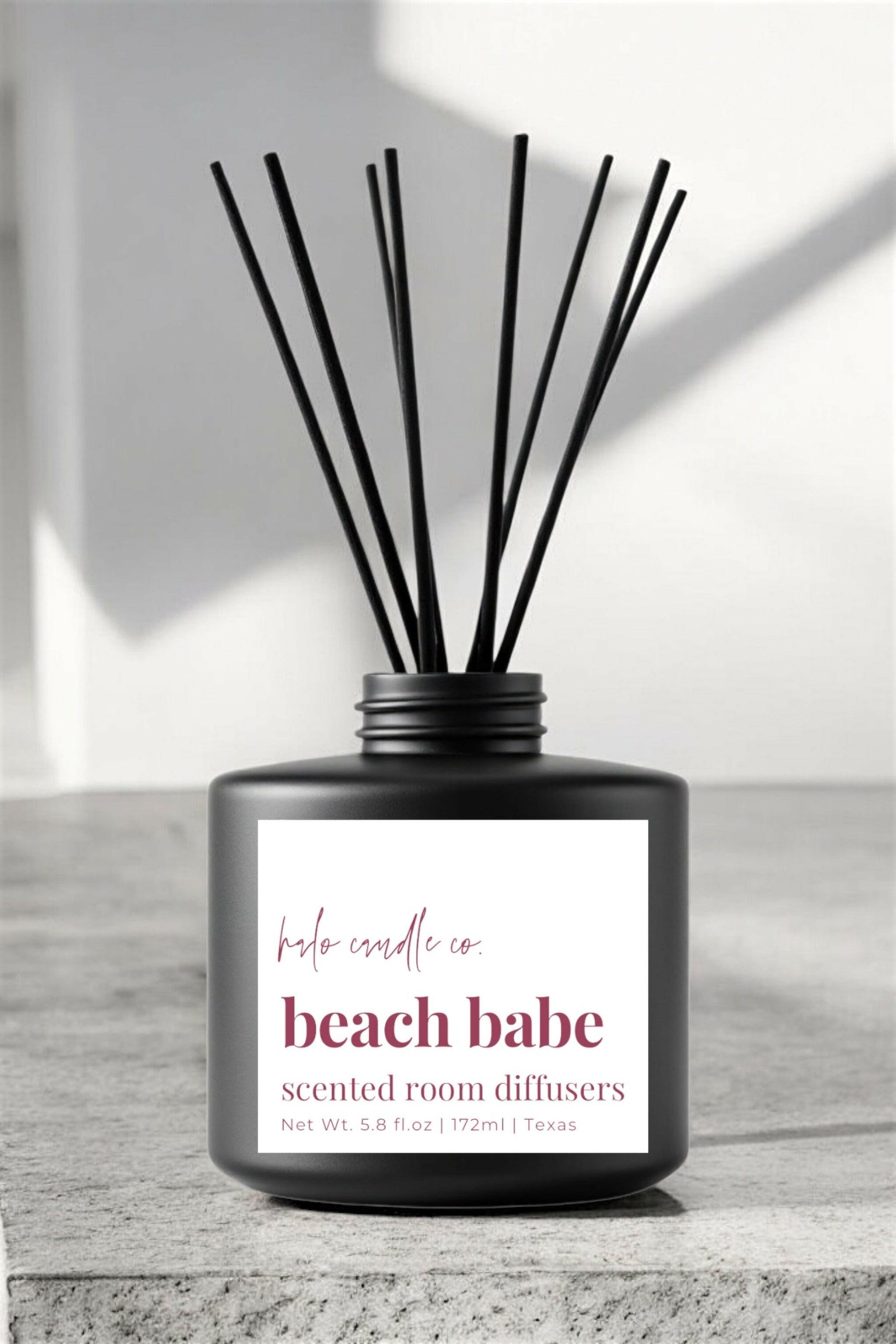 Matte Black | Reed Diffusers Coconut Wax Candle by Halo Candle Co..