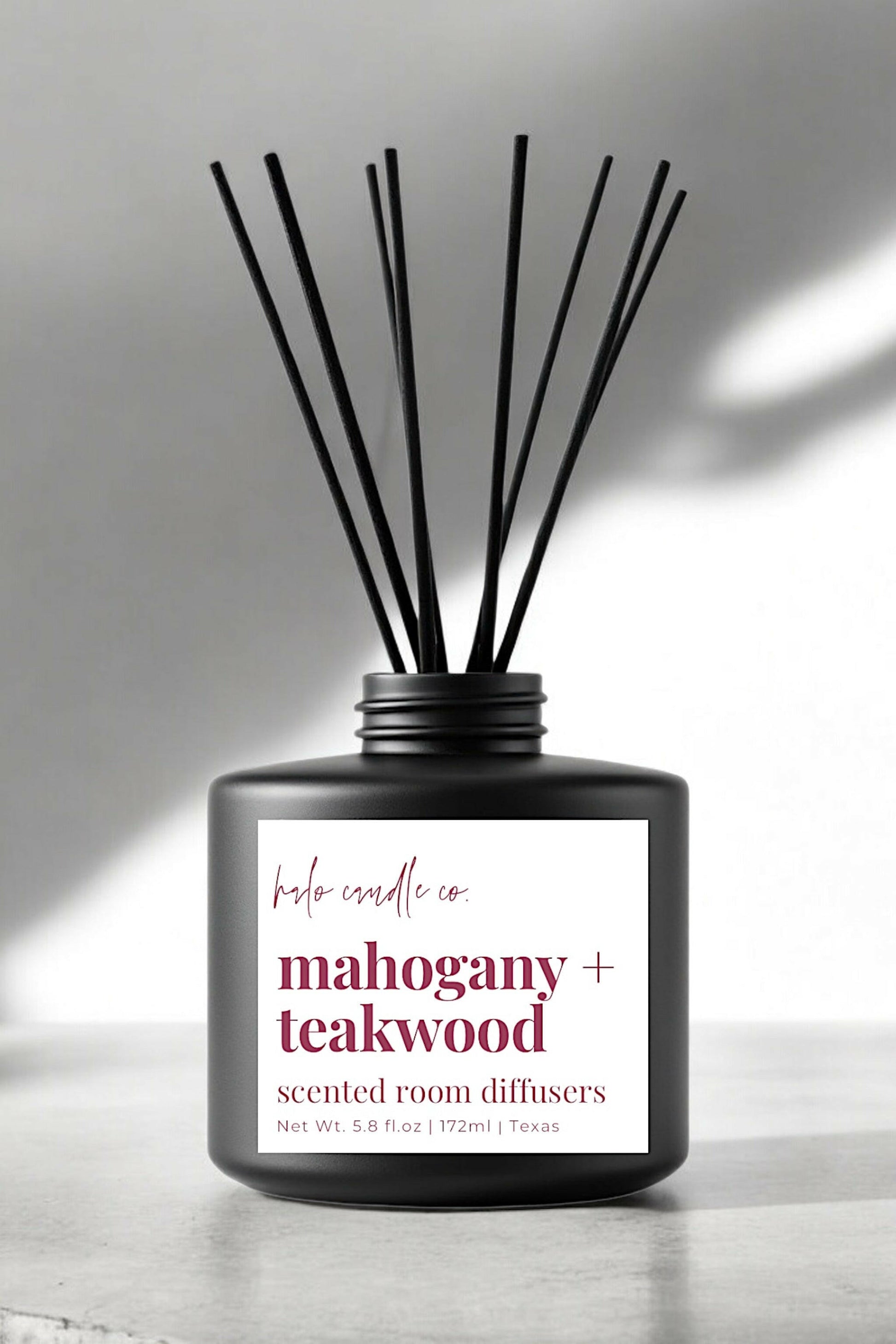 Matte Black | Reed Diffusers Coconut Wax Candle by Halo Candle Co..