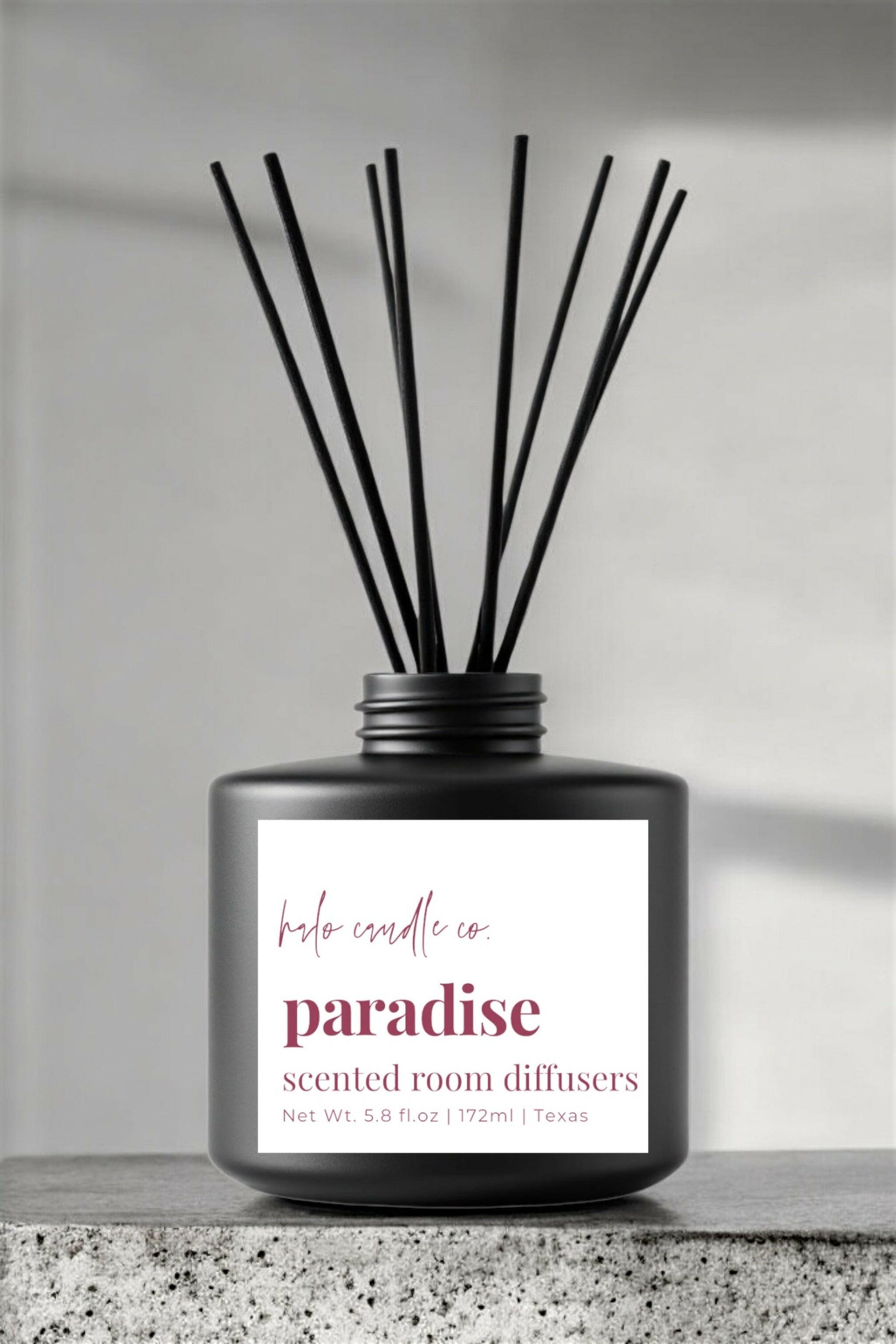 Matte Black | Reed Diffusers Coconut Wax Candle by Halo Candle Co..
