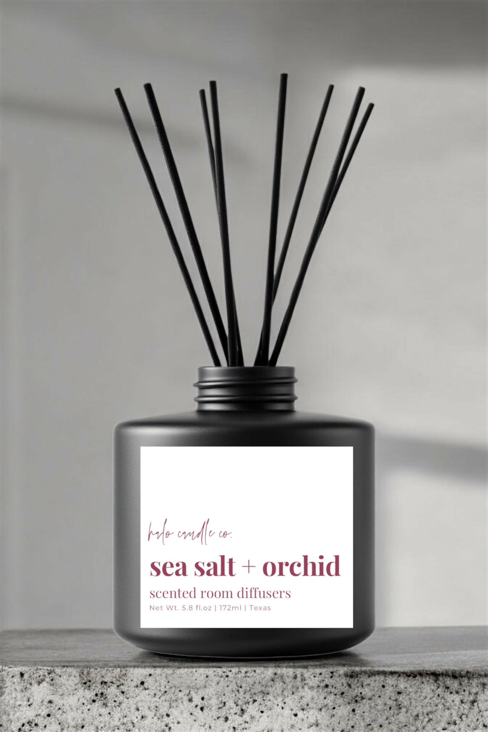 Matte Black | Reed Diffusers Coconut Wax Candle by Halo Candle Co..