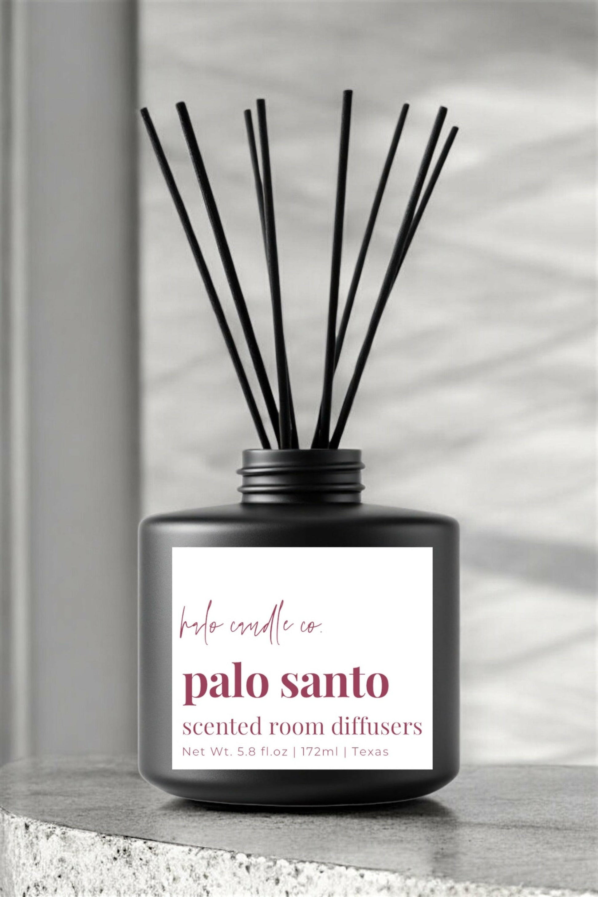 Matte Black | Reed Diffusers Coconut Wax Candle by Halo Candle Co..