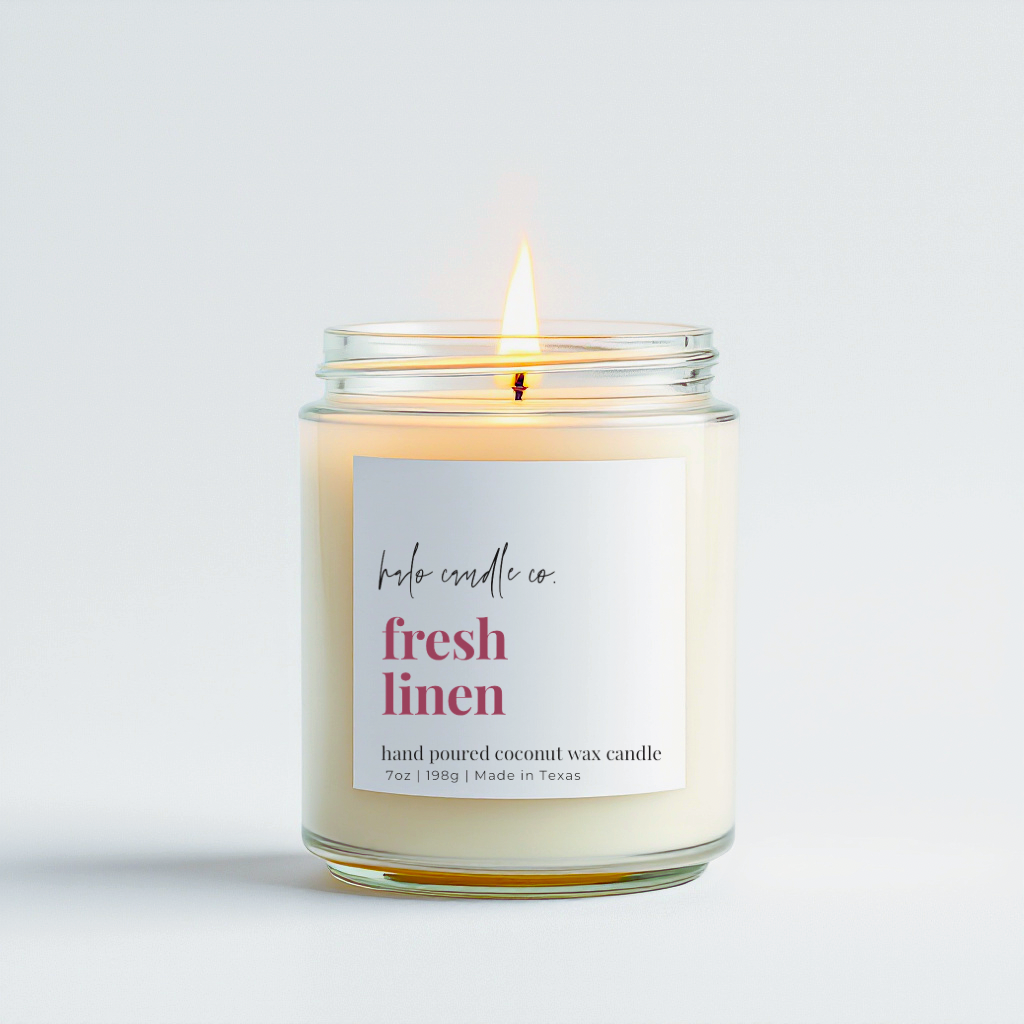 Fresh Linen Candle – 7 oz | Hand‑Poured Coconut Wax, Sun‑Dried Linen