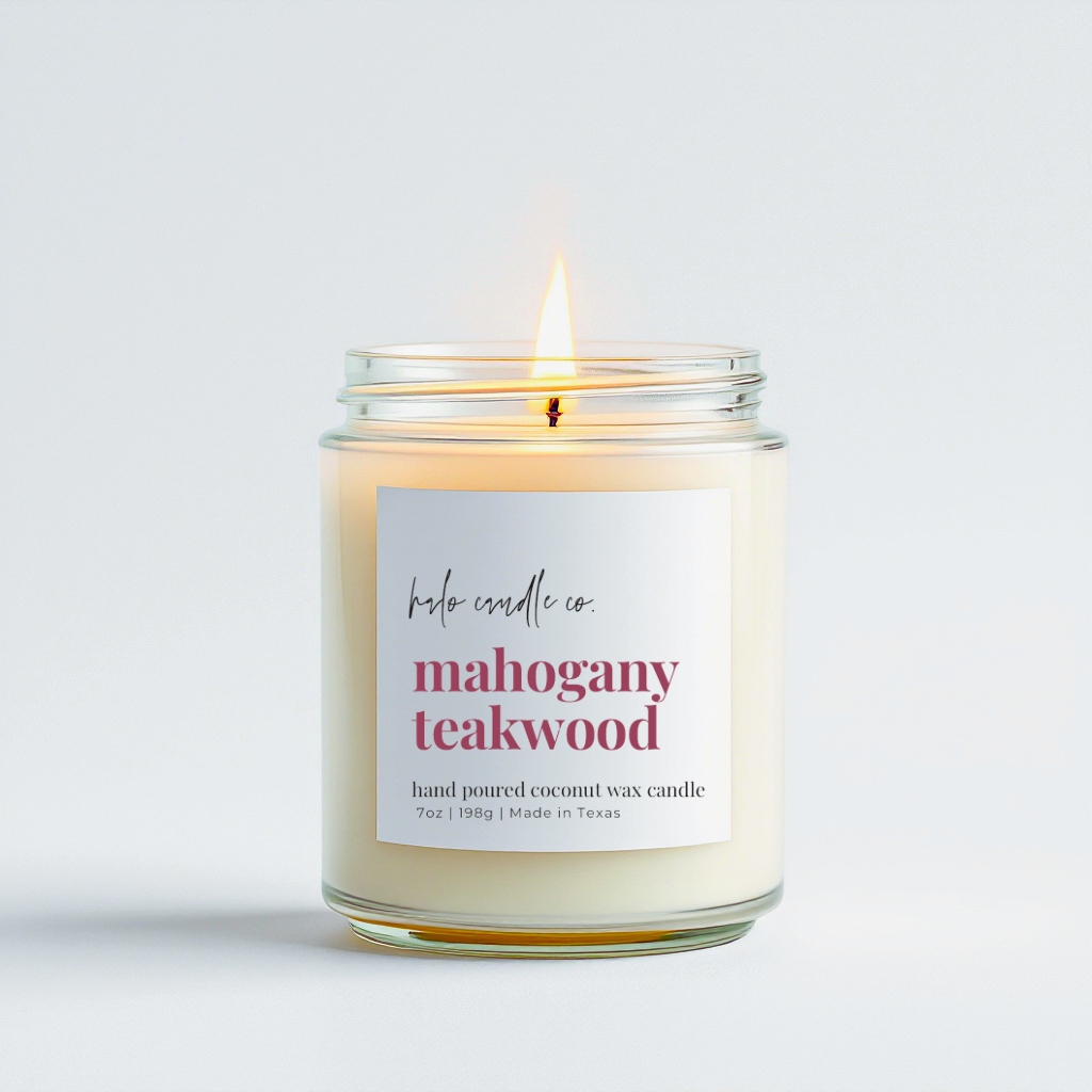 Mahogany Teakwood - 7 oz |Hand-Poured Coconut Wax, Warm Wood & Lavender