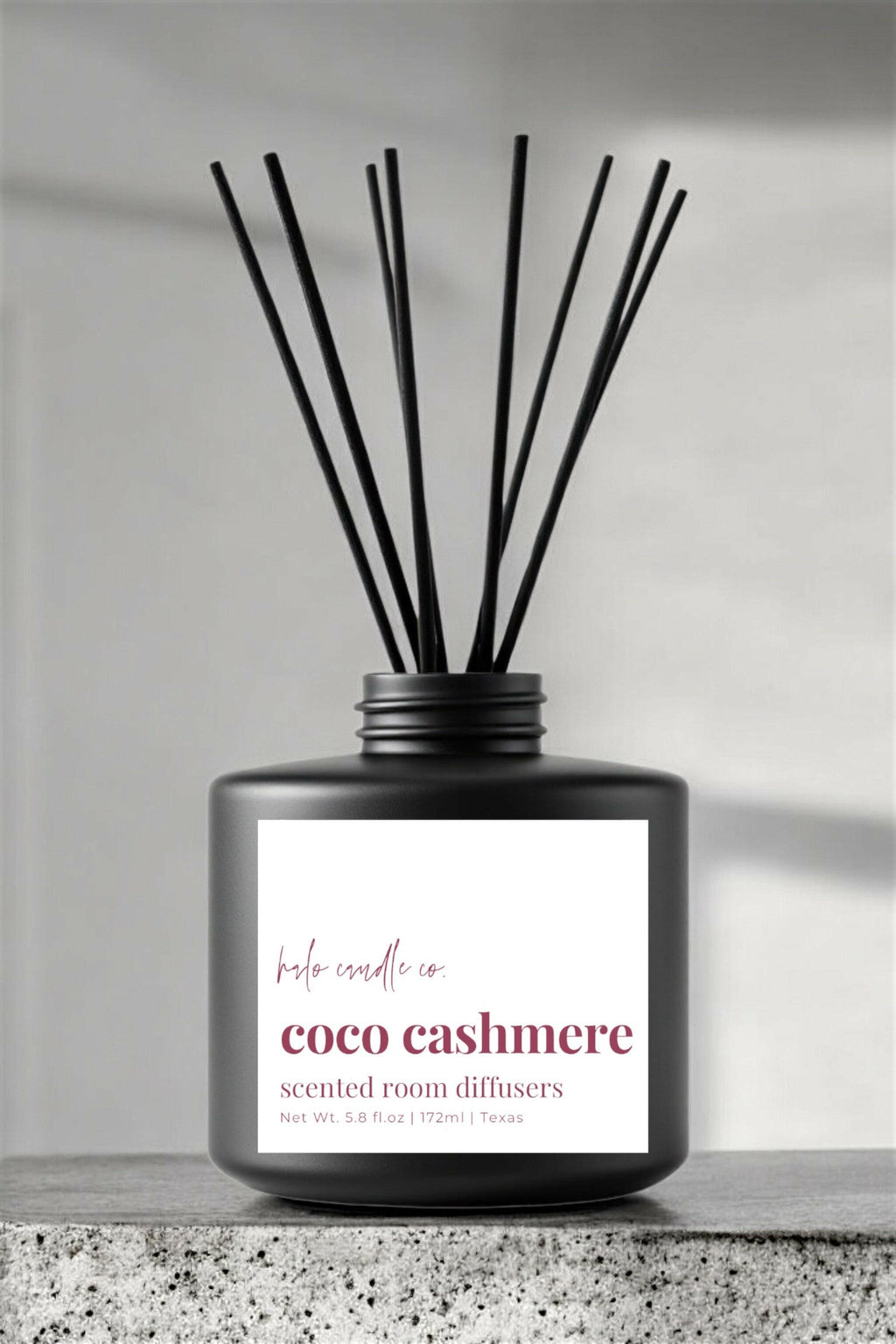 Matte Black | Reed Diffusers Coconut Wax Candle by Halo Candle Co..