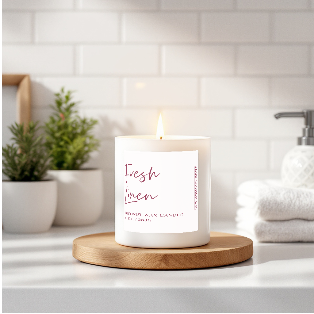 Fresh Linen Candle – 10 oz | Coconut Wax, Clean Cotton & Soft Musk