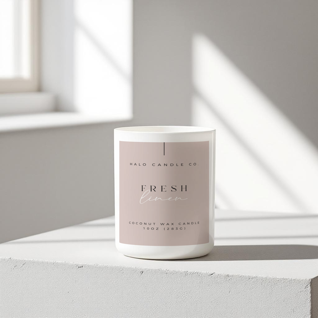 Fresh Linen Candle – 10 oz | Coconut Wax, Clean Cotton & Soft Musk