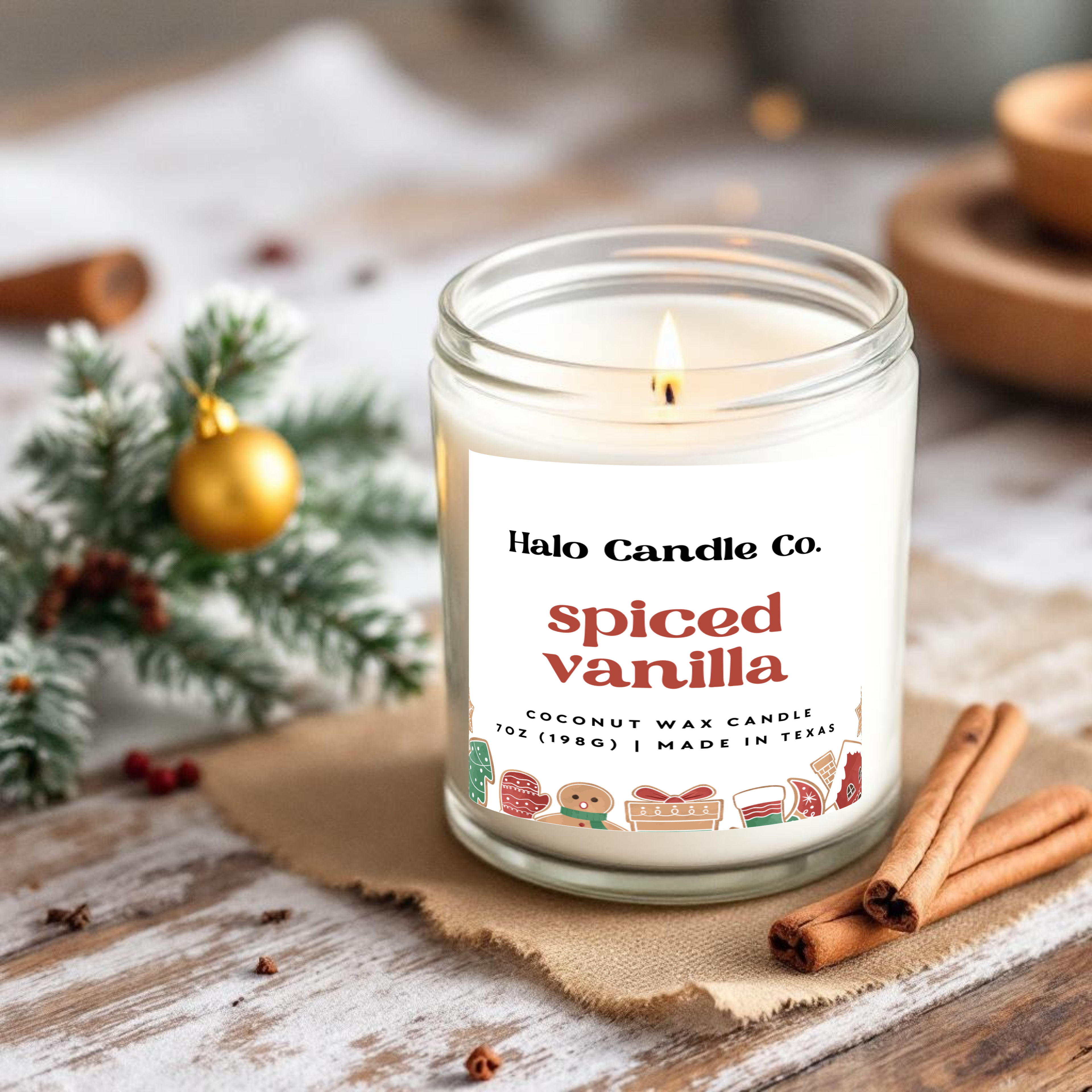 7 oz Christmas Candle - Premium Coconut Wax Holiday Candle scented candle All Products Halo Candle Co.