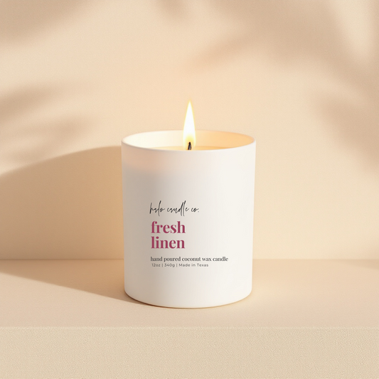 Fresh Linen Candle – 12 oz | Coconut Wax, Clean Cotton & Soft Musk