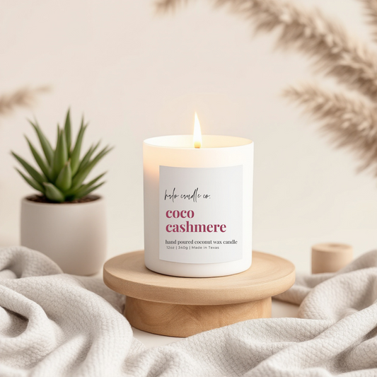 Coco Cashmere Candle – 12 oz | Coconut Wax, Creamy Cocoa & Cashmere Musk
