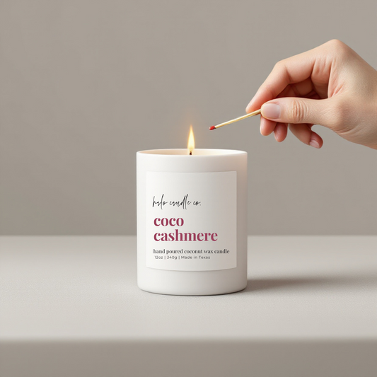 Coco Cashmere Candle – 12 oz | Coconut Wax, Creamy Cocoa & Cashmere Musk
