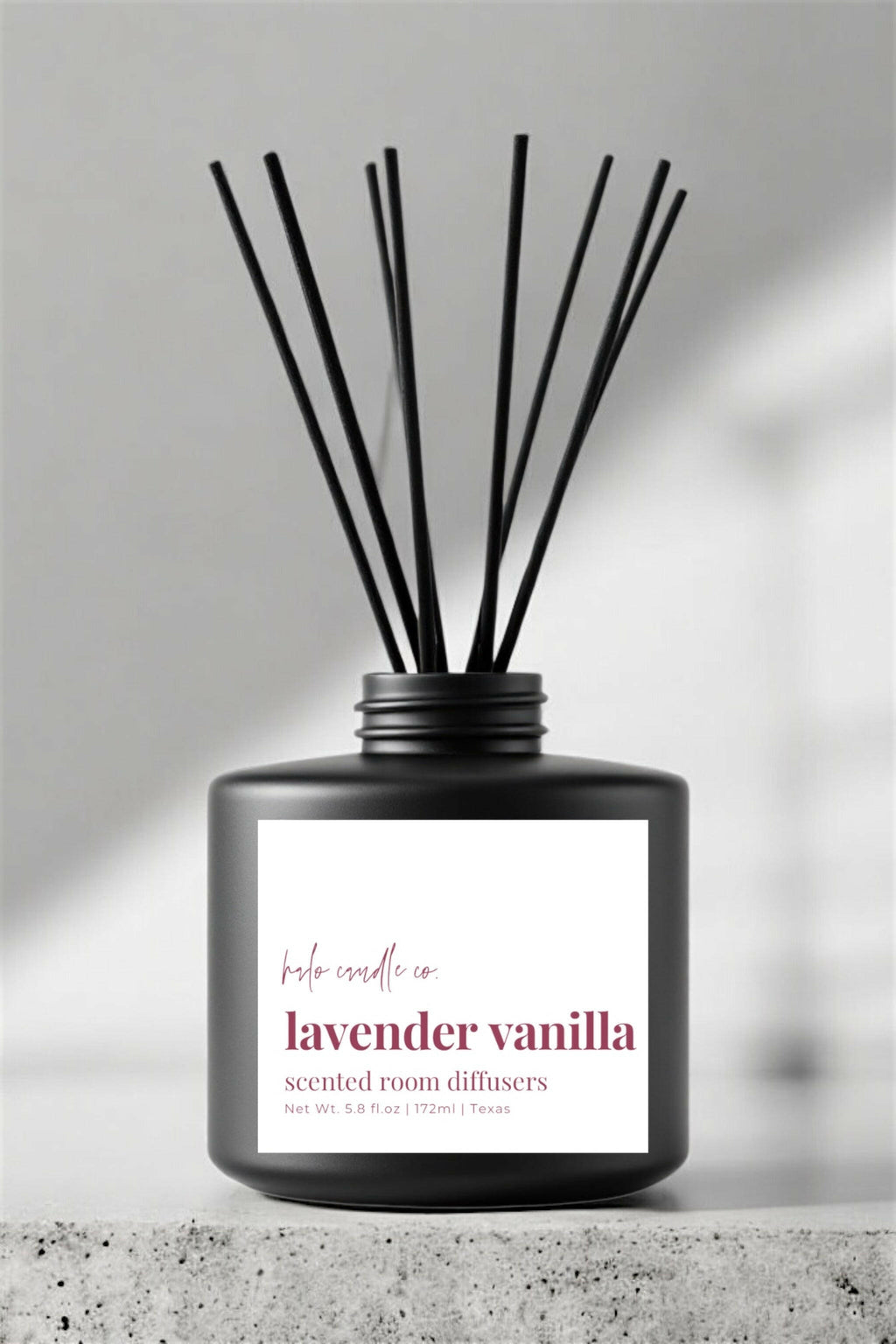 Matte Black | Reed Diffusers Coconut Wax Candle by Halo Candle Co..