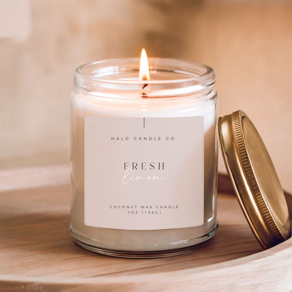 Fresh Linen Candle – 7 oz | Hand‑Poured Coconut Wax, Sun‑Dried Linen