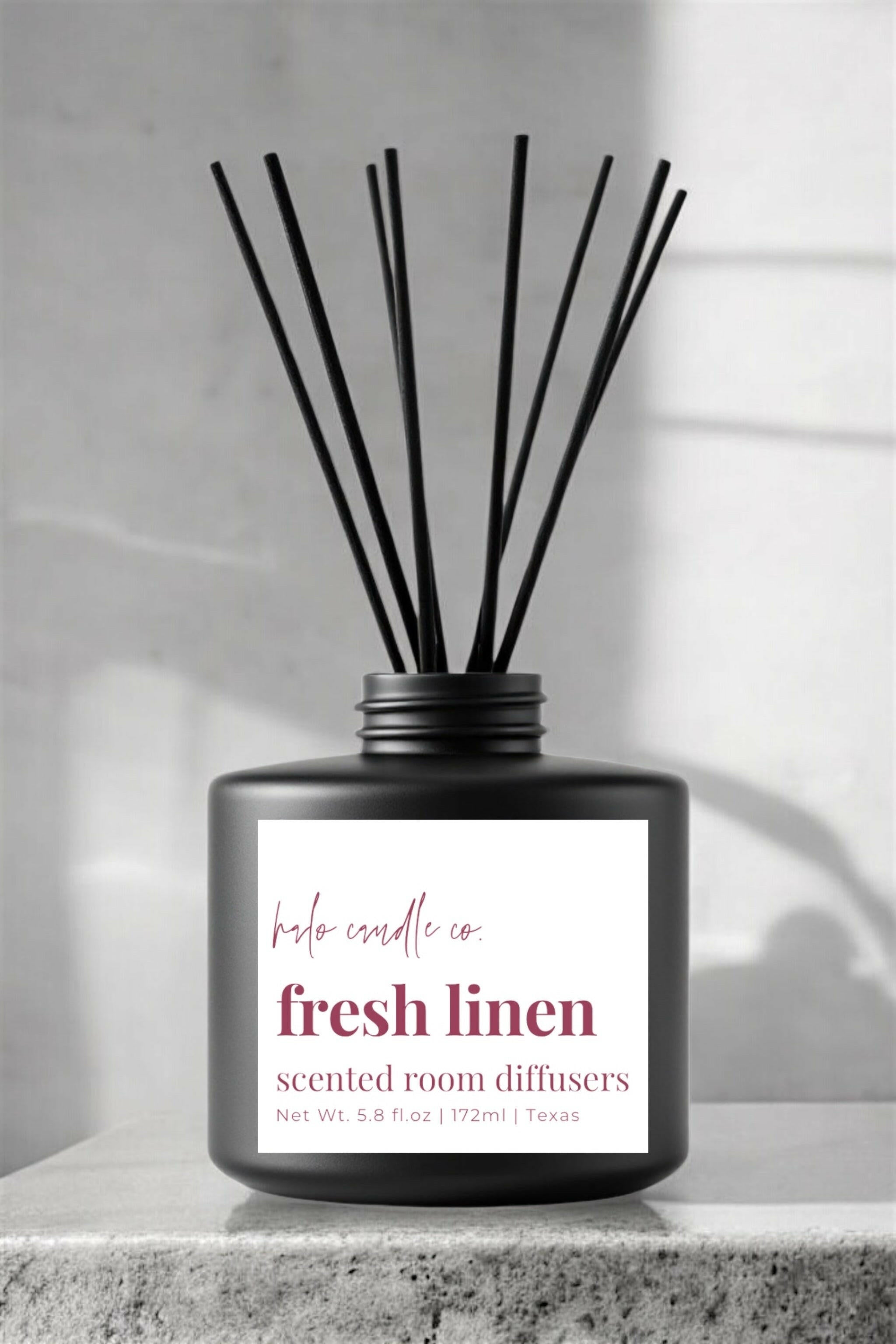 Matte Black | Reed Diffusers Coconut Wax Candle by Halo Candle Co..
