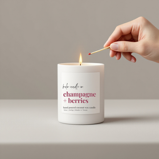 12 oz Champagne & Berries Candle in Matte White Jar – Citrus, Berry & Vanilla Scent