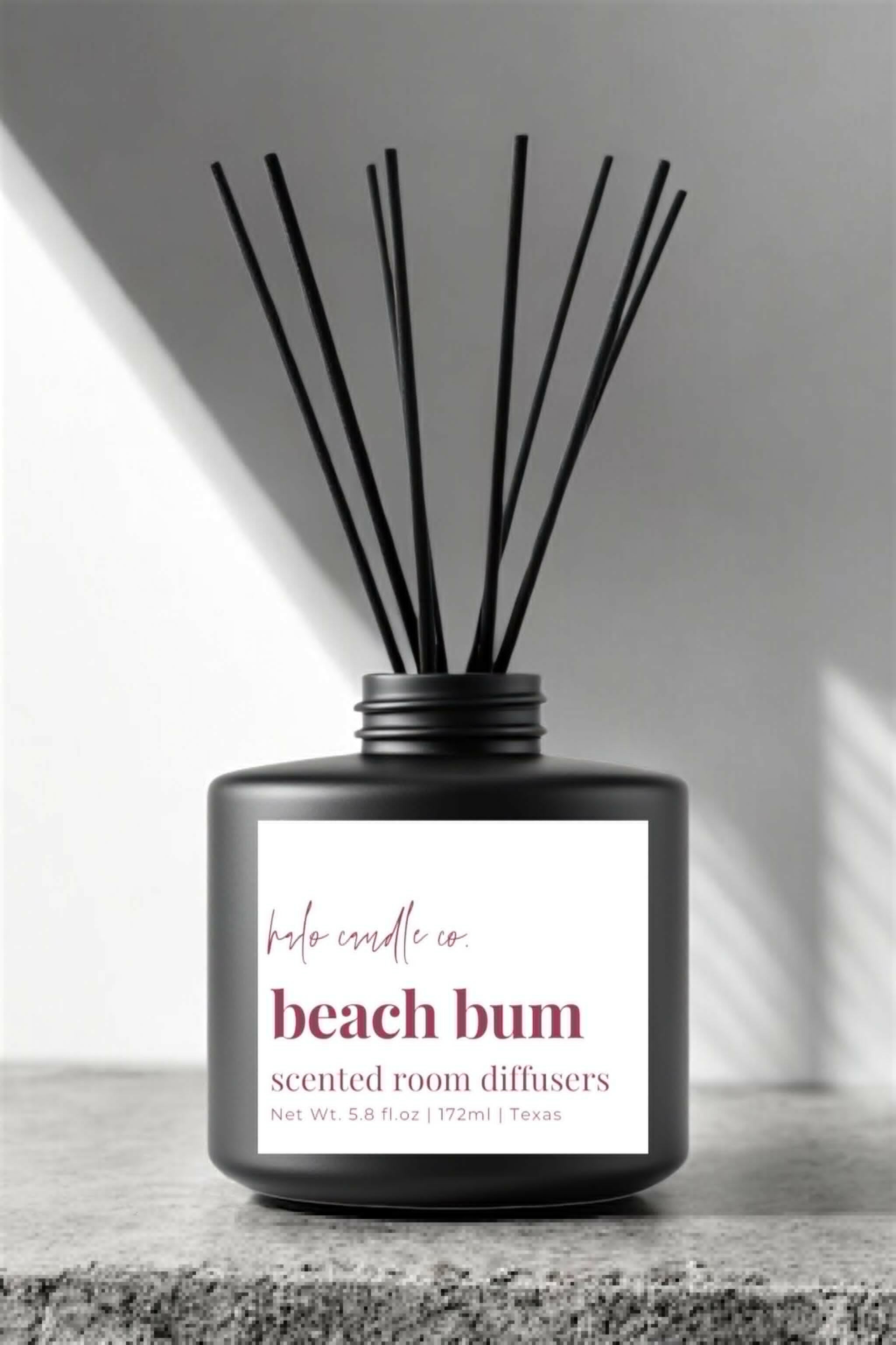 Matte Black | Reed Diffusers Coconut Wax Candle by Halo Candle Co..