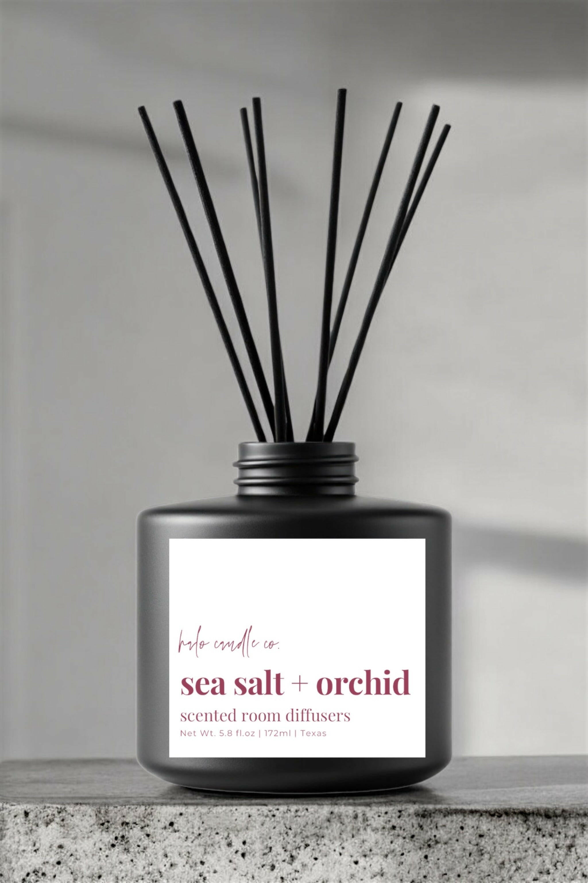 Matte Black | Reed Diffusers Coconut Wax Candle by Halo Candle Co..