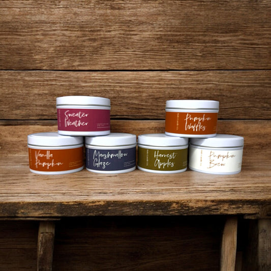 Bonfire Brulee – 6 oz Matte White Tin Candle | Cozy Bonfire + Caramelized Sugar